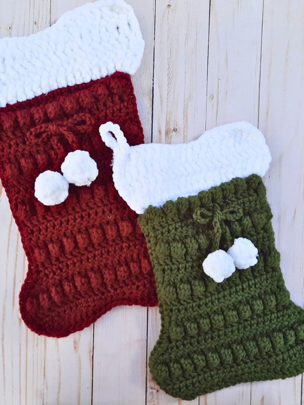 Handmade Crocheted Dog Bone Christmas Stocking